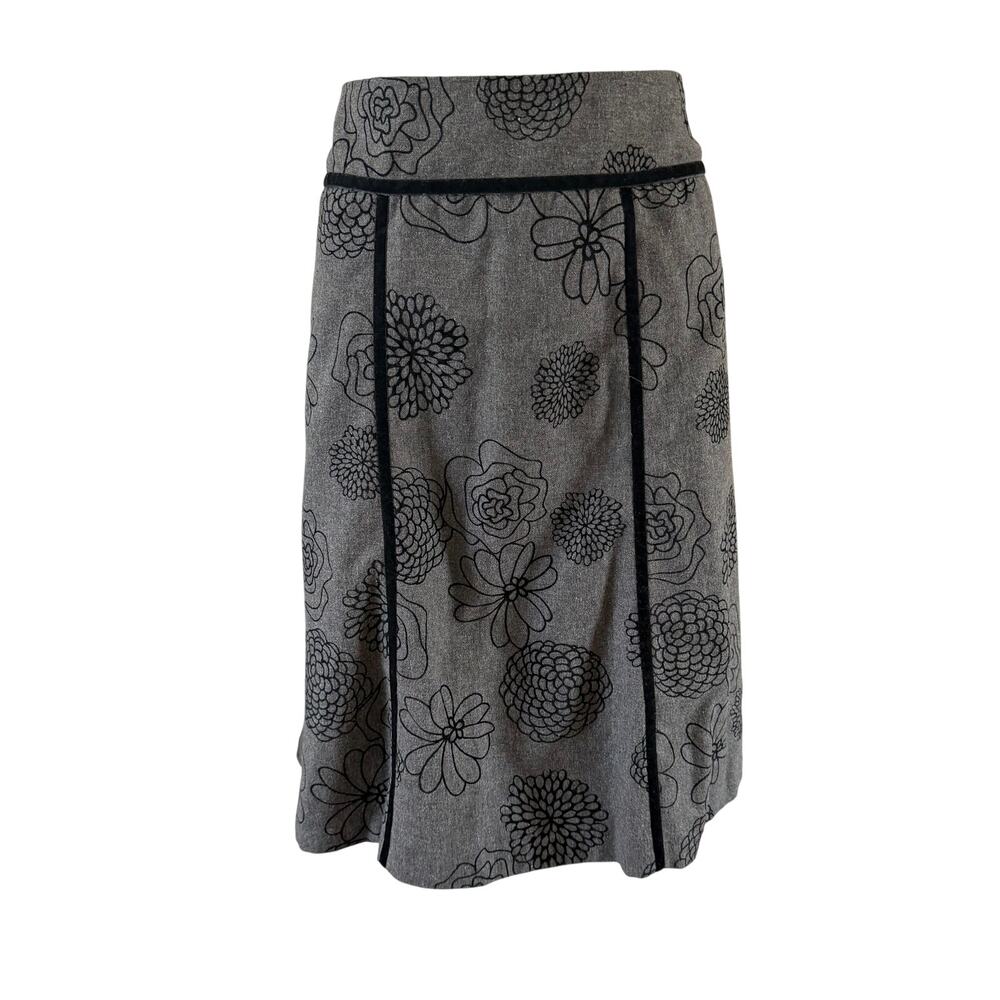 Vtg Y2K 2000s Grey Floral Wool Maxi Skirt Plus Size 18 Whimsygoth Fairy Grunge